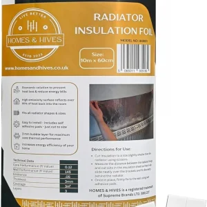 Radiator Reflector Foil 10m x 60cm – 3mm Thick Energy Saving Radiator Foil Roll